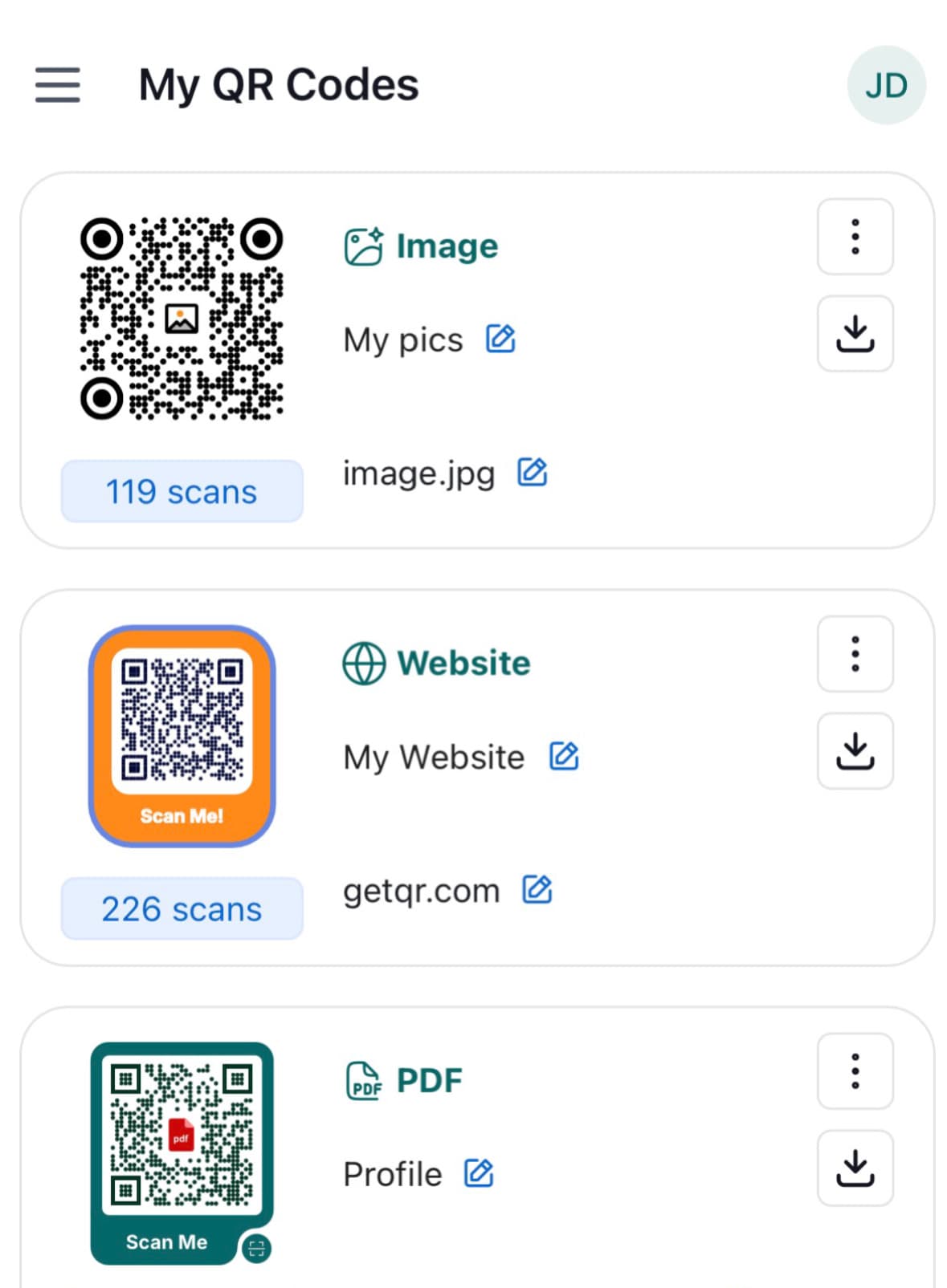 My QR Codes