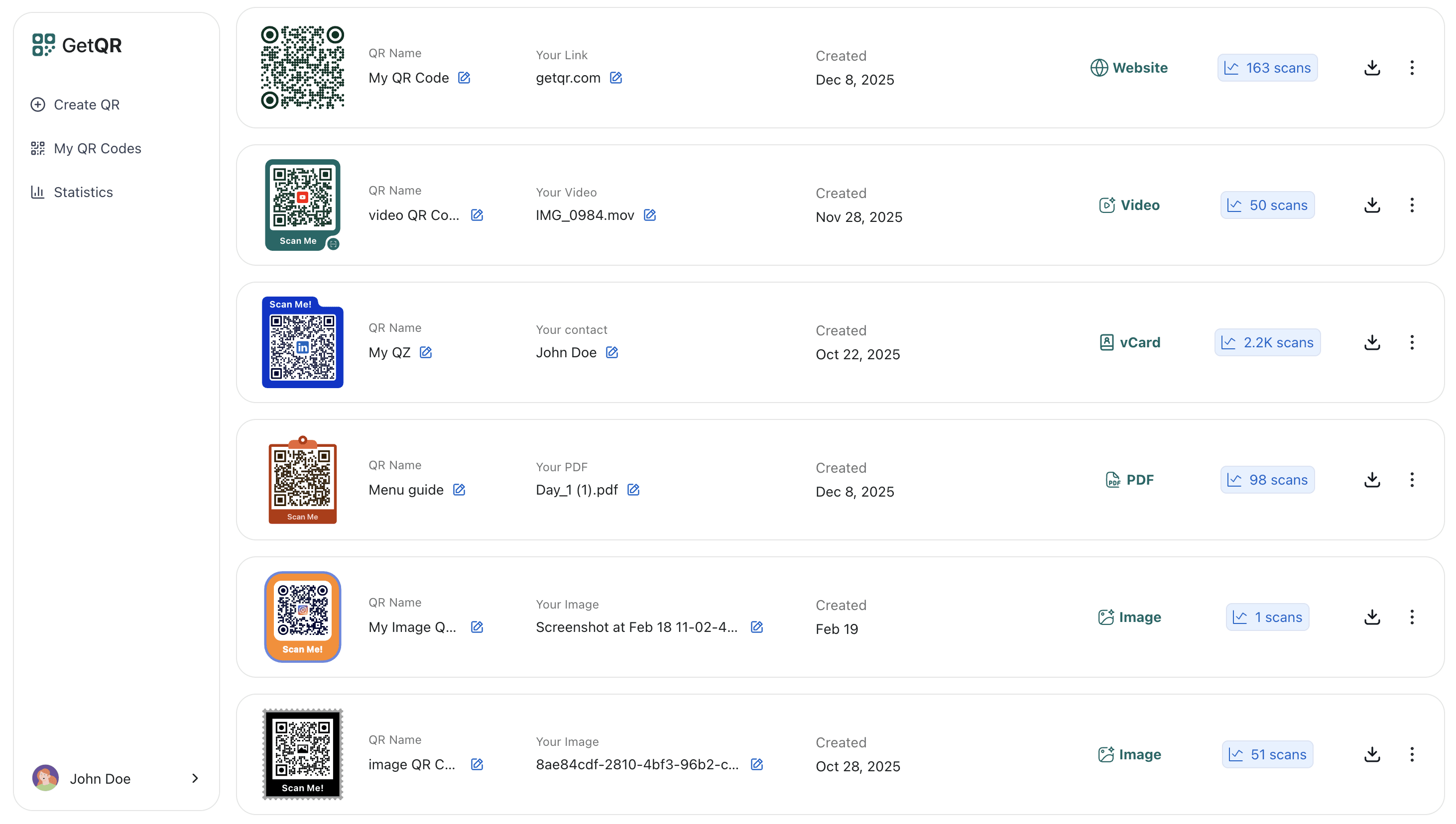 My QR Codes